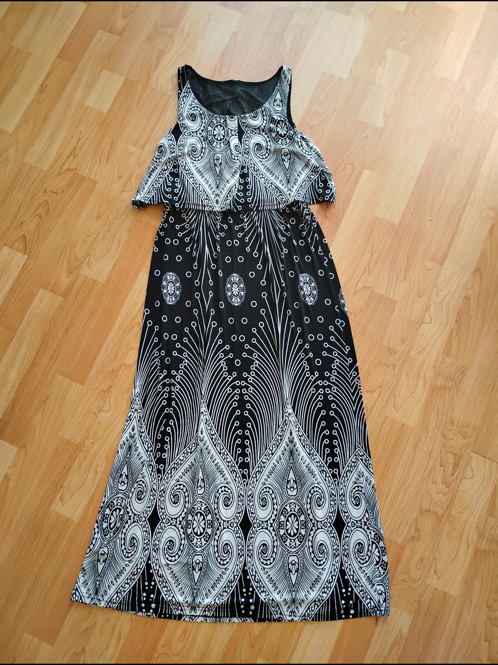 Black & White Patterned Maxi Dress - Women's Sleeveless Summer Dress